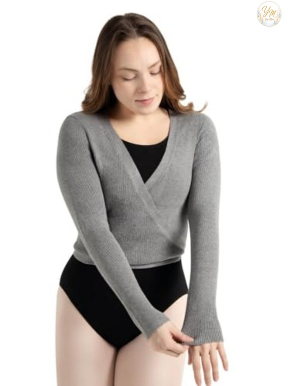 Capezio Women's Knit Wrap Sweater with Drawstring Waist, Lightweight